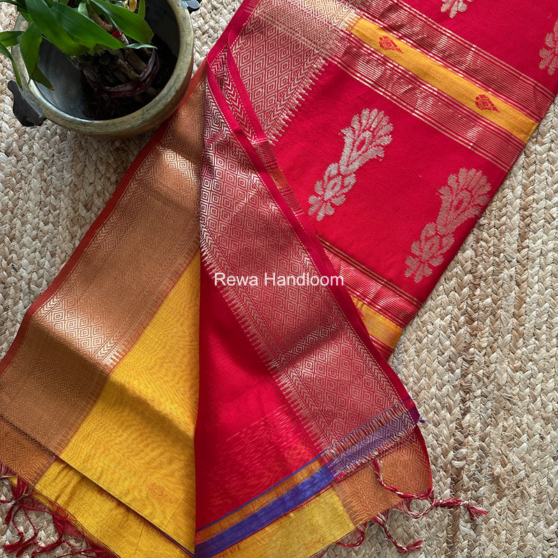 Maheshwari Golden Yellow Butta Pallu Saree BBSS05