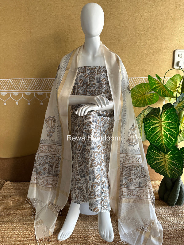 Maheshwari Handblock Print Top-Dupatta