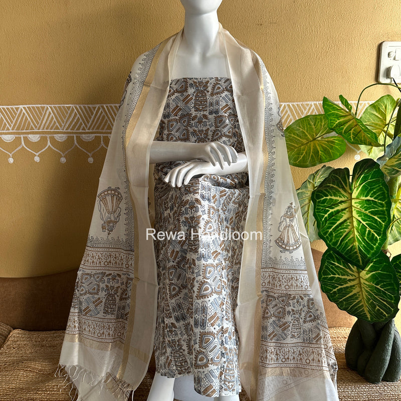 Maheshwari Handblock Print Top-Dupatta