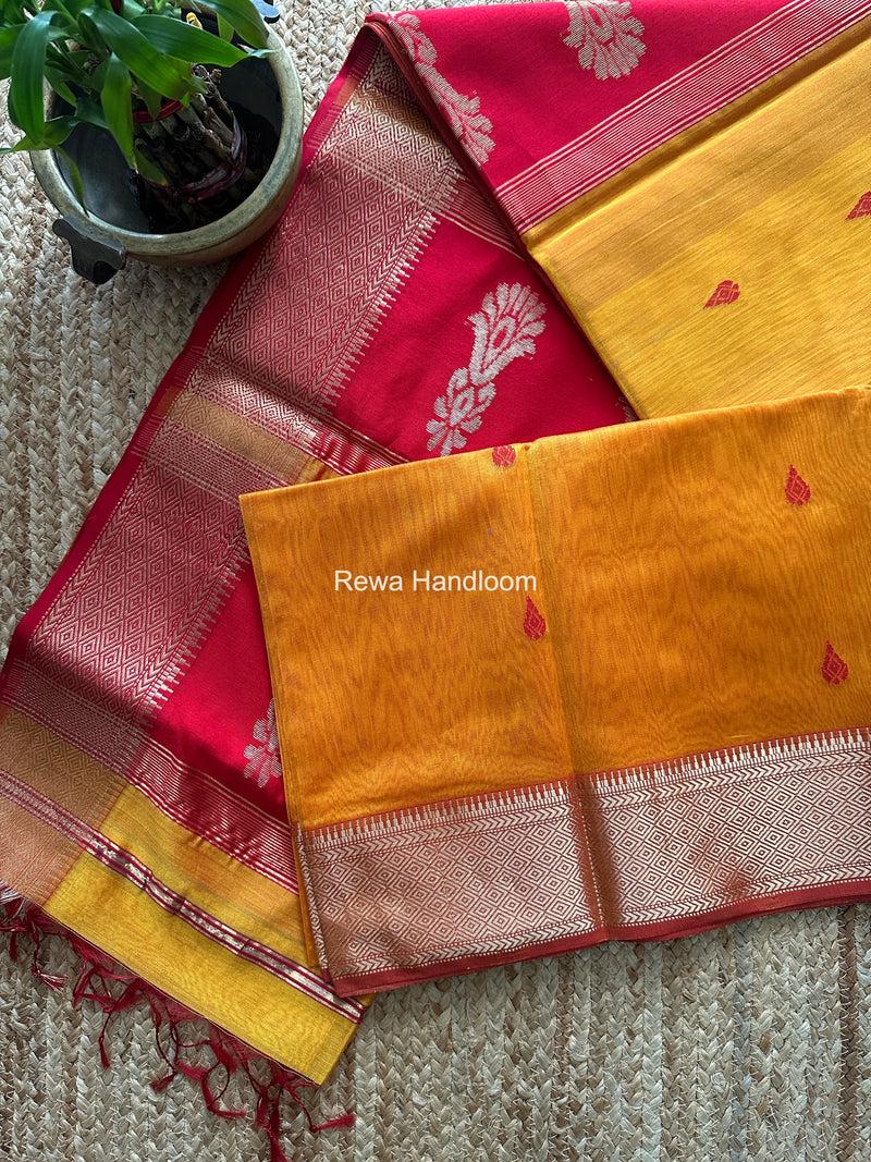 Maheshwari Golden Yellow Butta Pallu Saree BBSS05