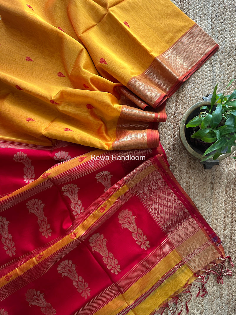 Maheshwari Golden Yellow Butta Pallu Saree BBSS05