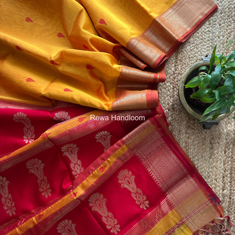 Maheshwari Golden Yellow Butta Pallu Saree BBSS05