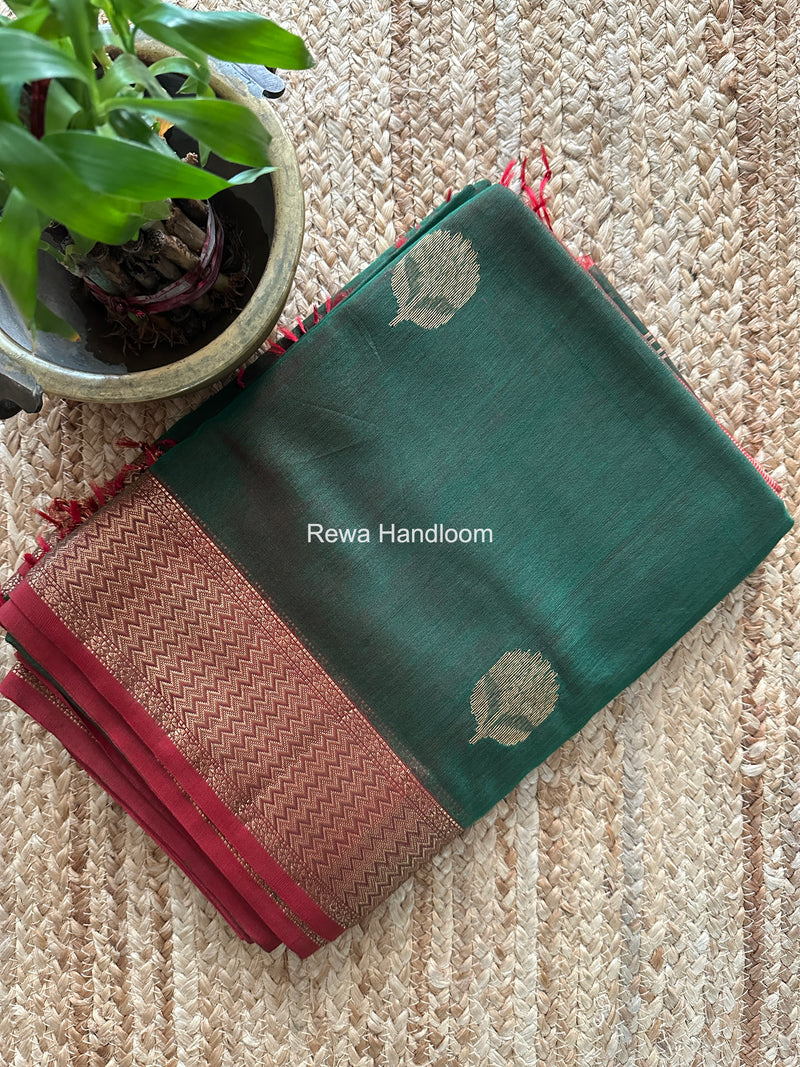 Maheshwari Green Lotus Butta Saree LLBS065