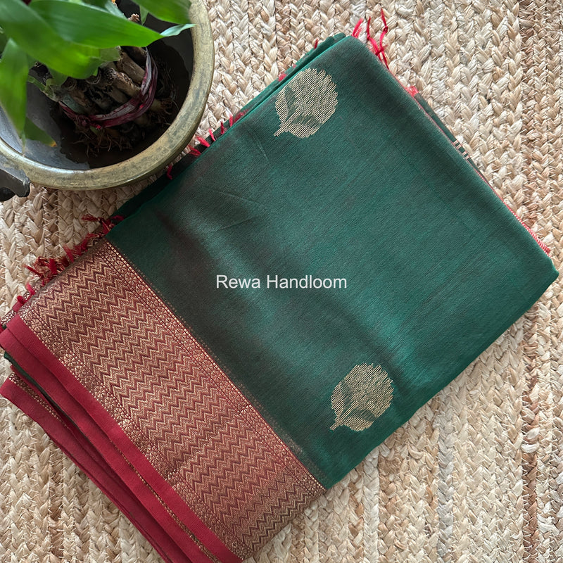 Maheshwari Green Lotus Butta Saree LLBS065