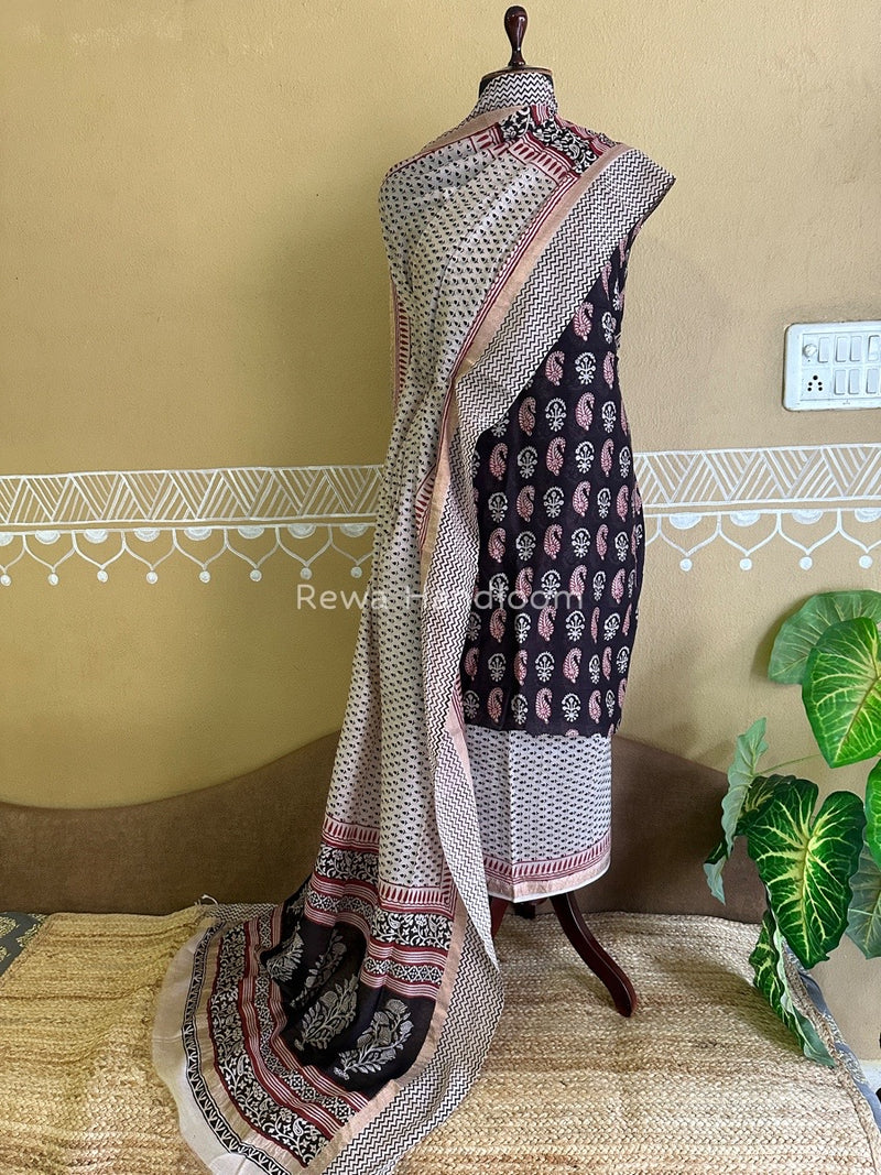 Maheshwari Black Bagh Print Suit BSP0158