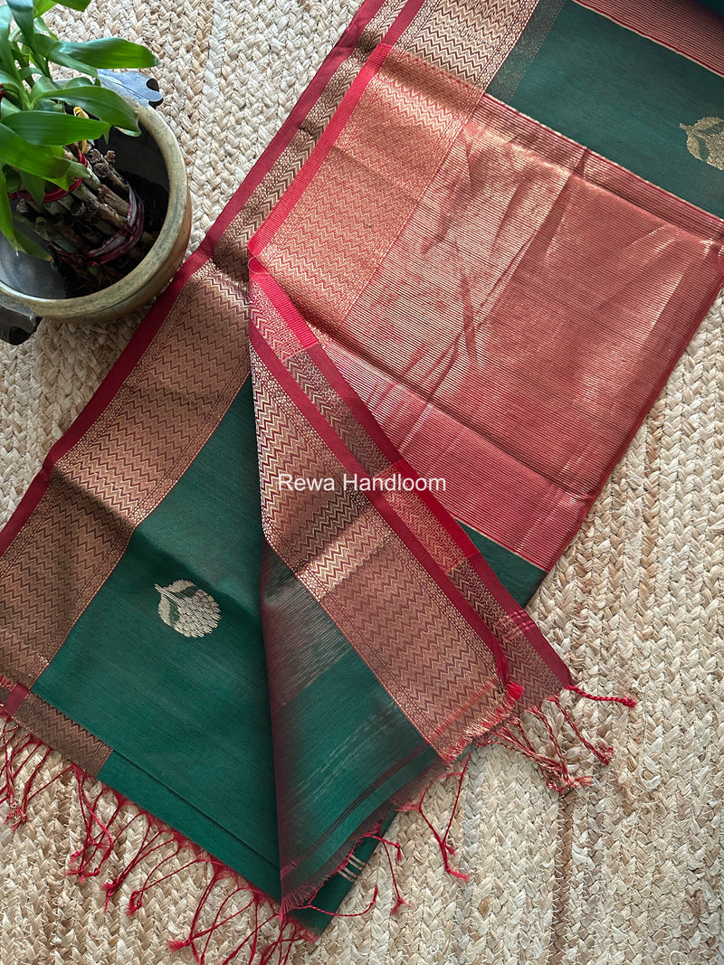 Maheshwari Green Lotus Butta Saree LLBS065