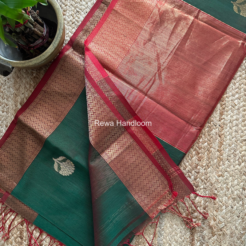 Maheshwari Green Lotus Butta Saree LLBS065
