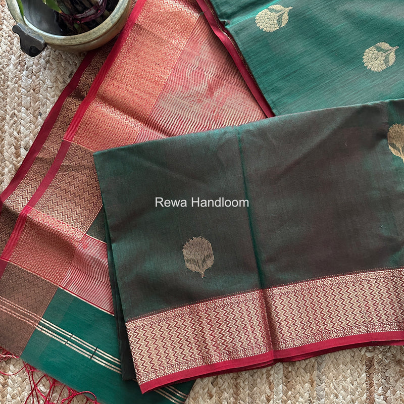 Maheshwari Green Lotus Butta Saree LLBS065