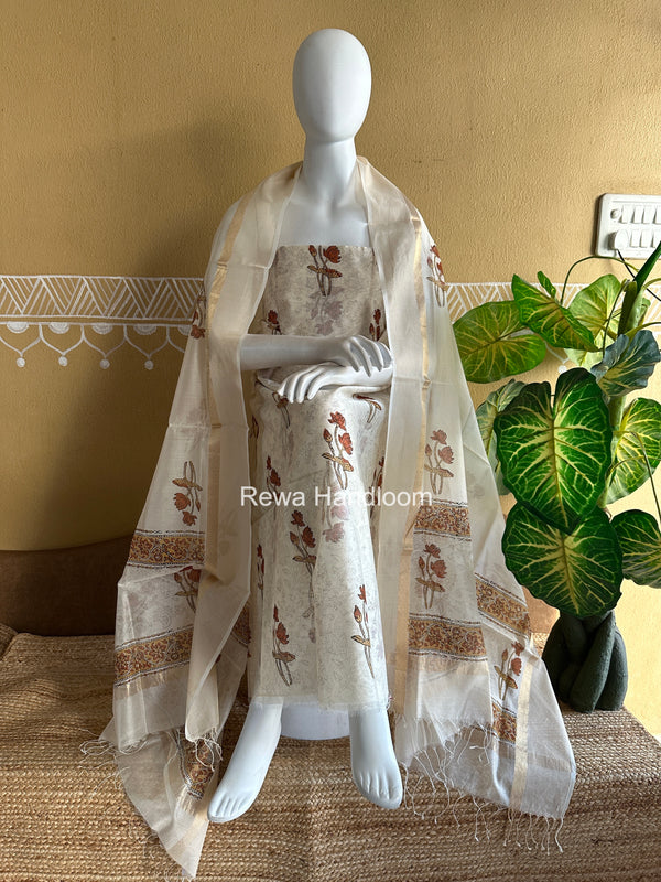 Maheshwari Handblock Print Top-Dupatta