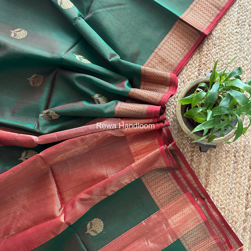 Maheshwari Green Lotus Butta Saree LLBS065
