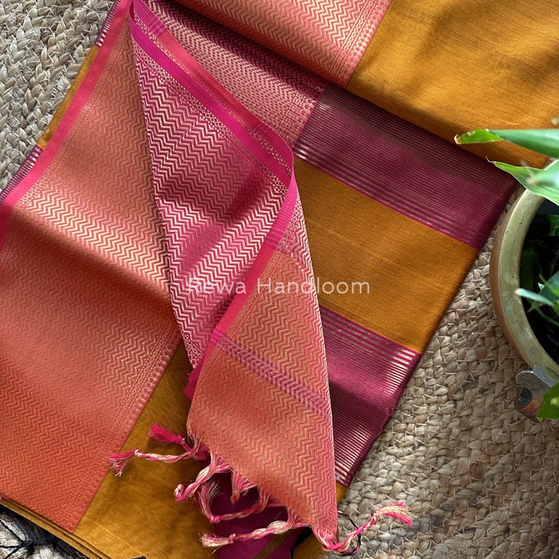 Maheshwari Rust Zari Skirt Saree ZS057