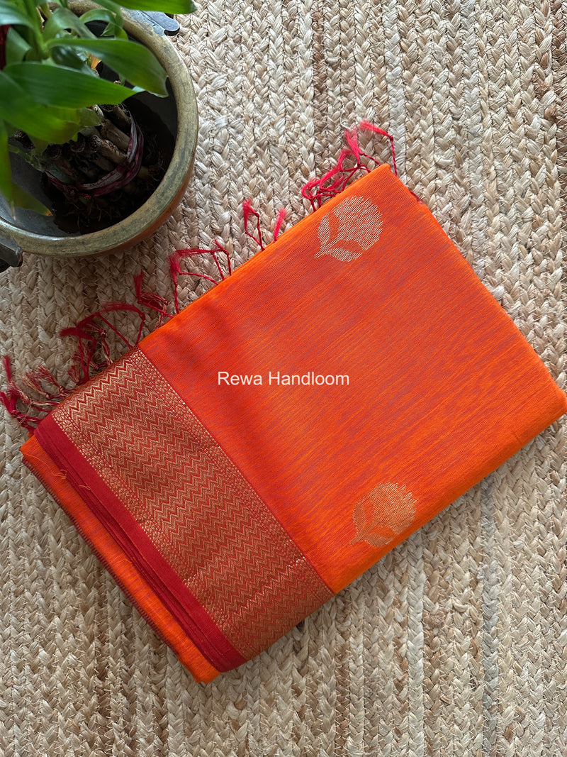 Maheshwari Orange Lotus Butta Saree LLBS064