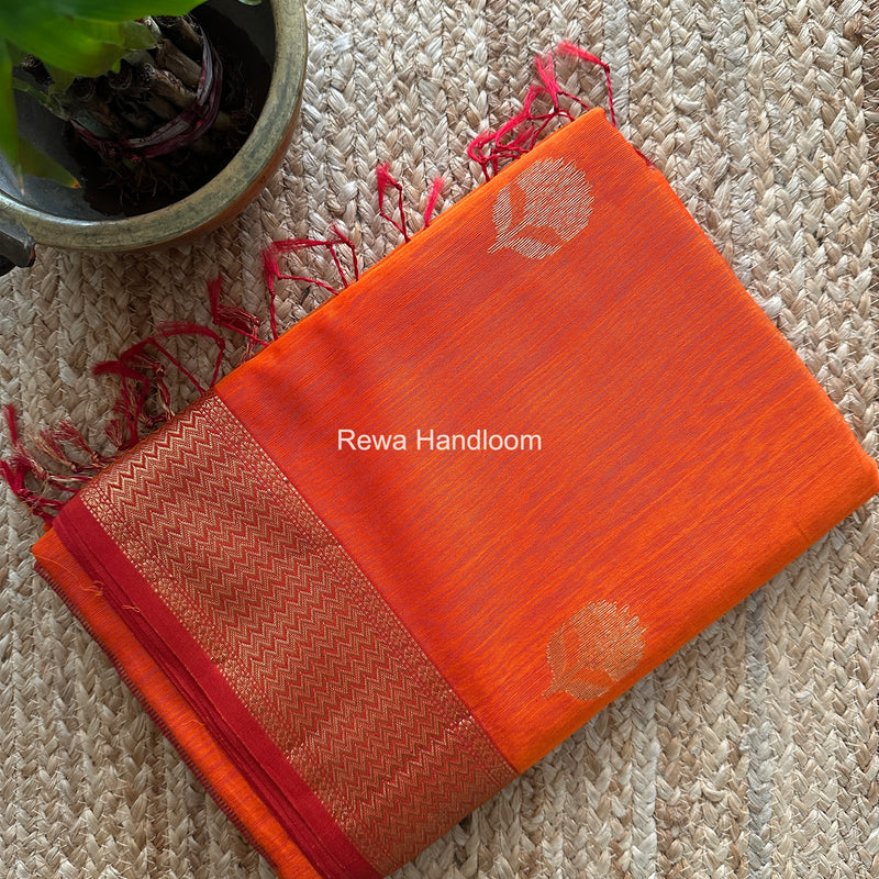 Maheshwari Orange Lotus Butta Saree LLBS064