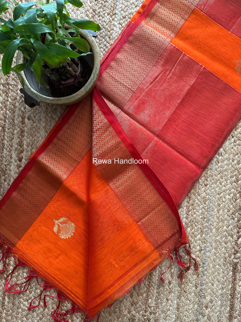 Maheshwari Orange Lotus Butta Saree LLBS064