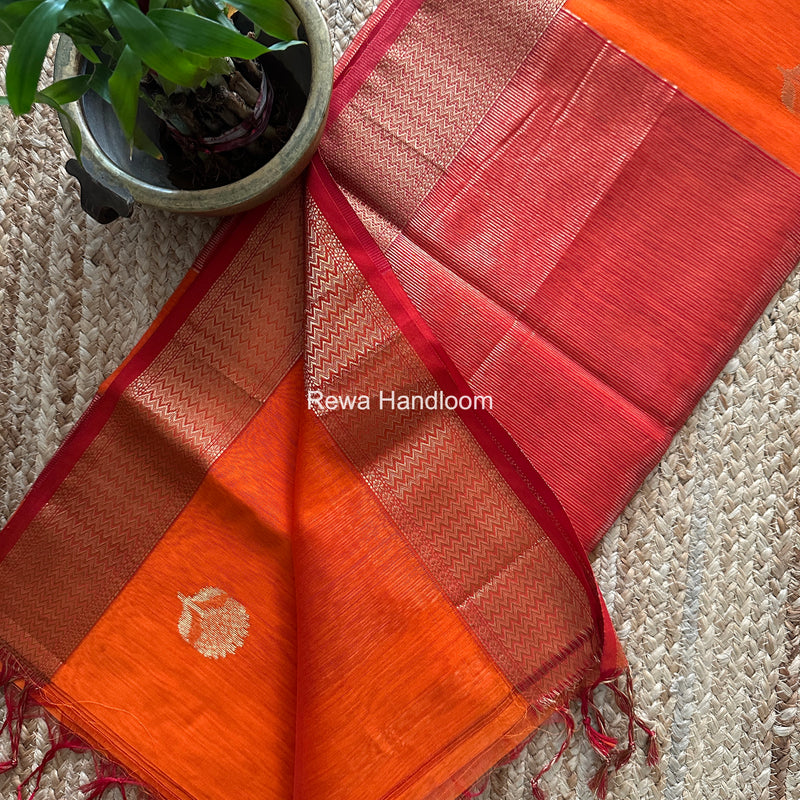 Maheshwari Orange Lotus Butta Saree LLBS064
