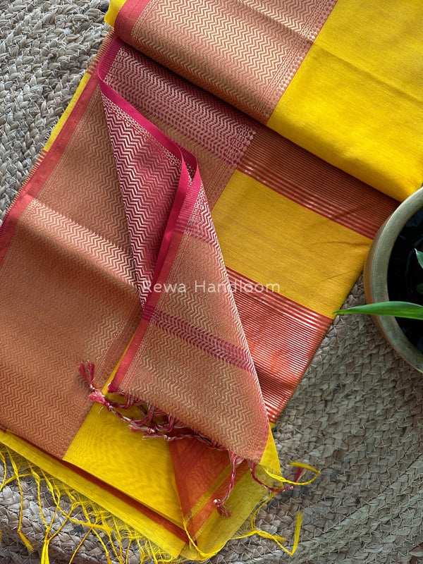Maheshwari Yellow Zari Skirt Saree ZS033