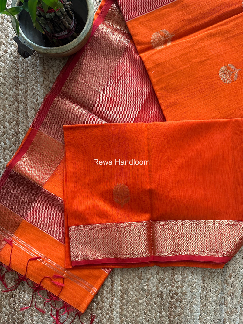 Maheshwari Orange Lotus Butta Saree LLBS064