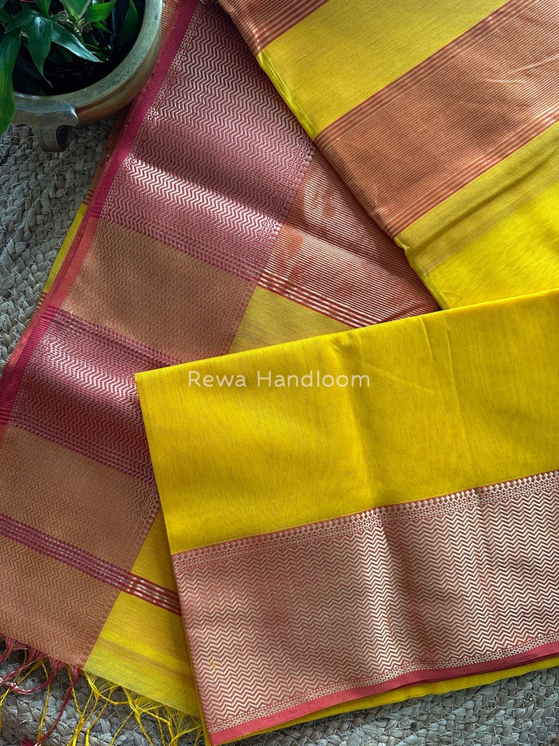 Maheshwari Yellow Zari Skirt Saree ZS033
