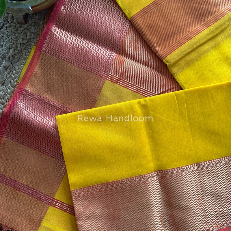 Maheshwari Yellow Zari Skirt Saree ZS033