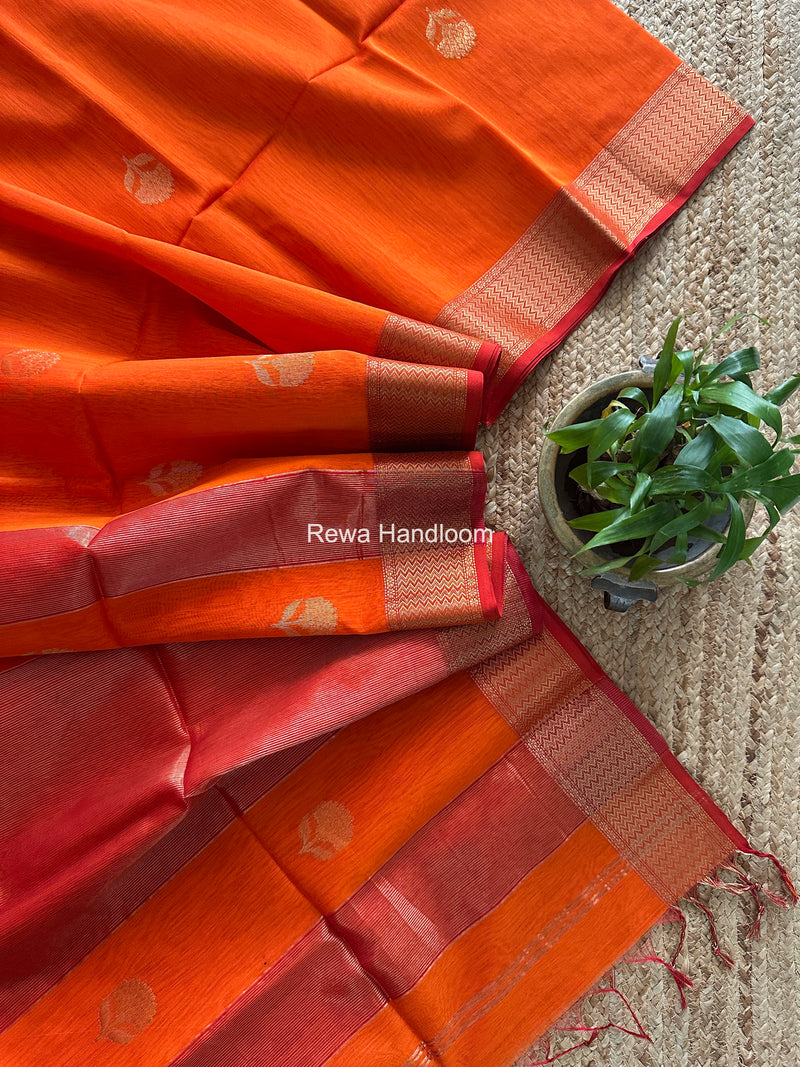 Maheshwari Orange Lotus Butta Saree LLBS064