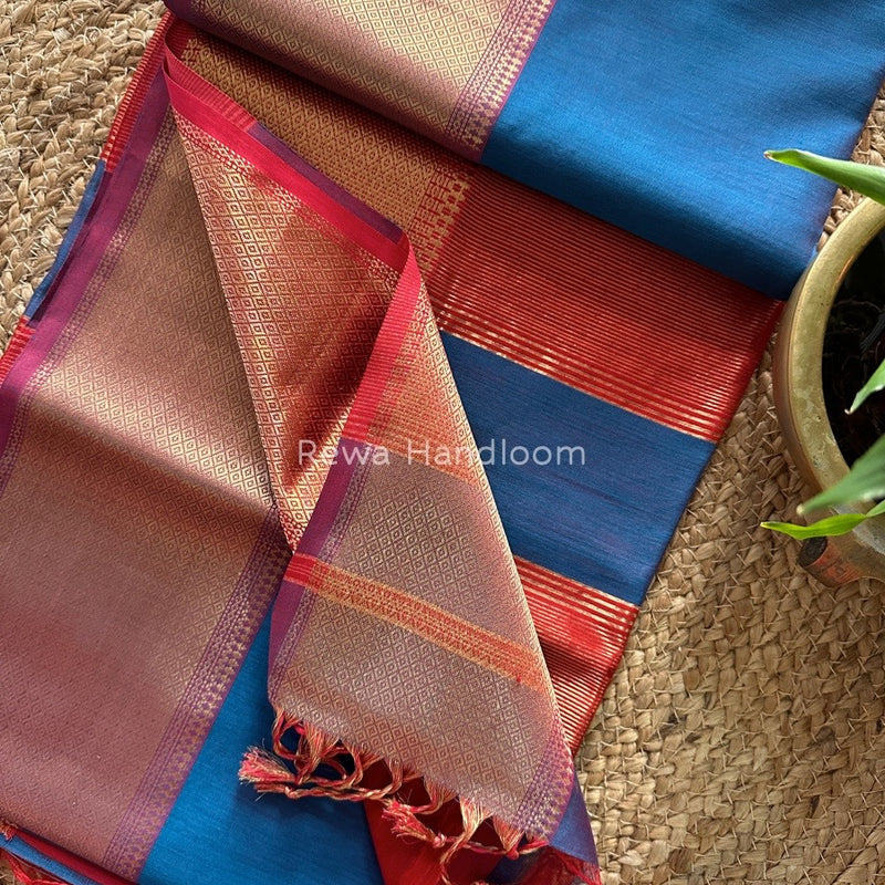 Maheshwari jarman Blue Zari Skirt Saree ZS038