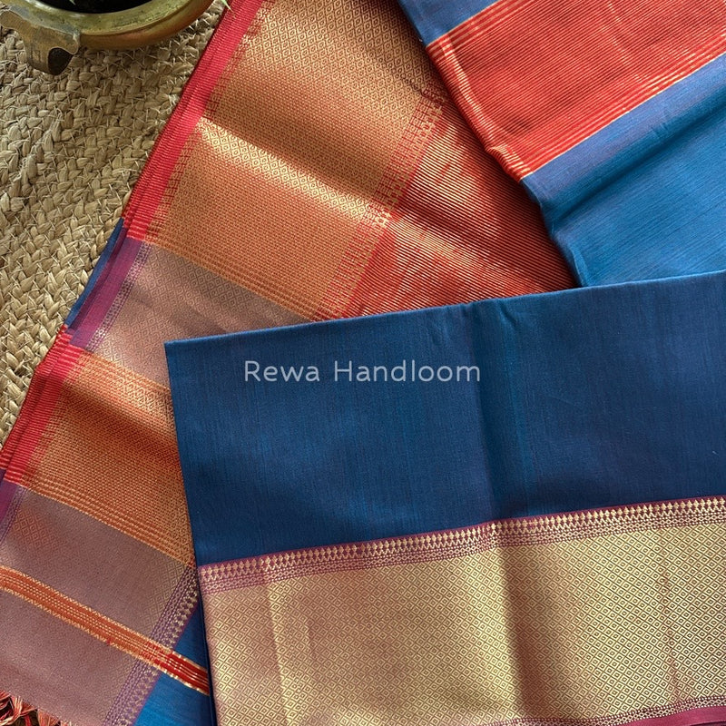 Maheshwari jarman Blue Zari Skirt Saree ZS038