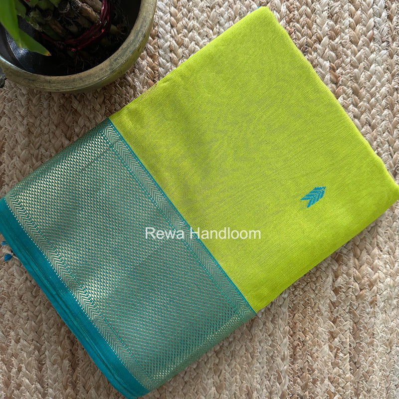Maheshwari Parrot Green Tissue Silk Saree TVBS01