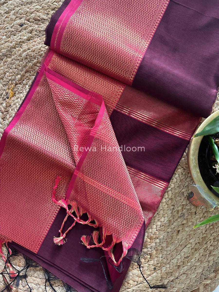 Maheshwari Wine Zari Skirt Saree ZS039