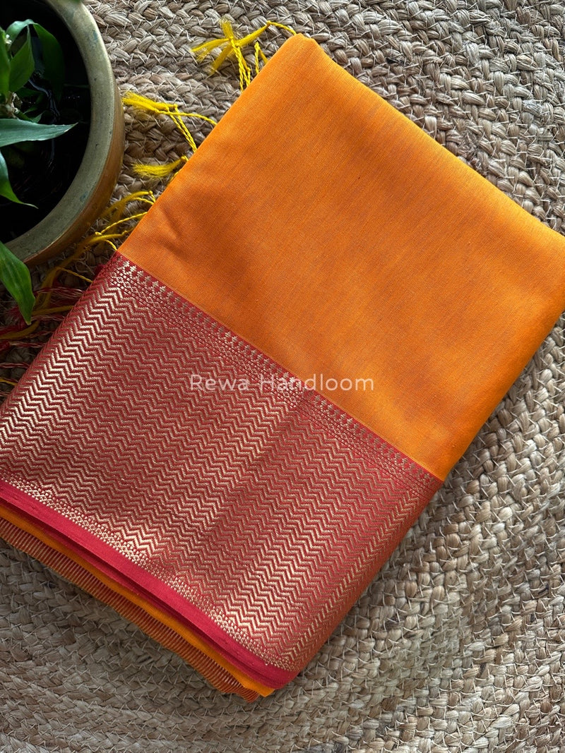 Maheshwari Orange Zari Skirt Saree ZS056