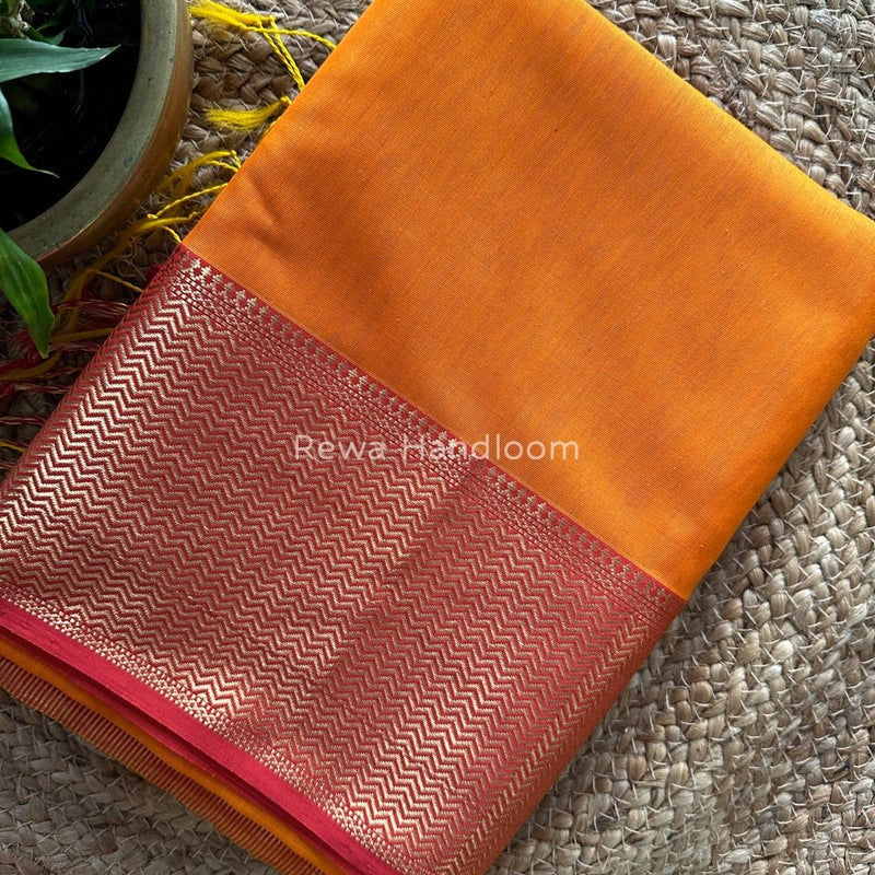 Maheshwari Orange Zari Skirt Saree ZS056