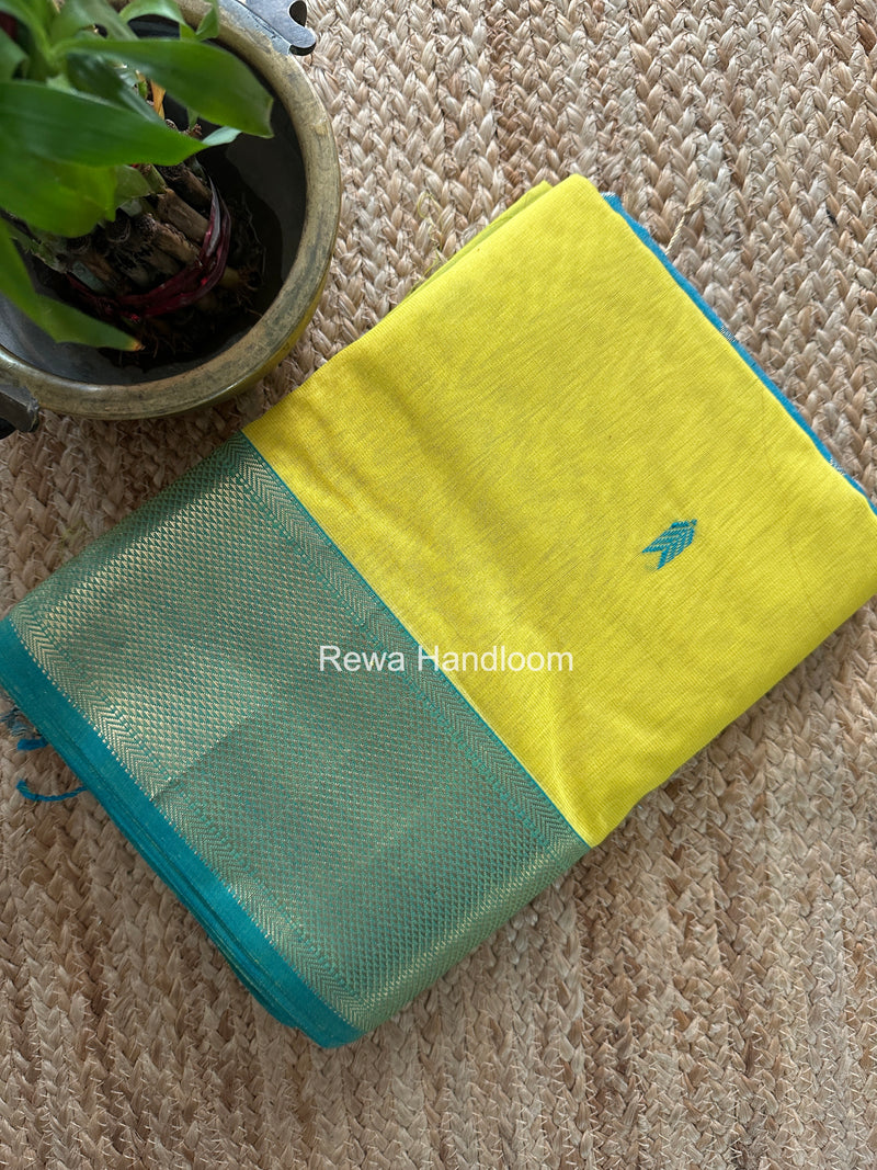 Maheshwari Lemon Yellow Tissue Silk Saree TVBS04