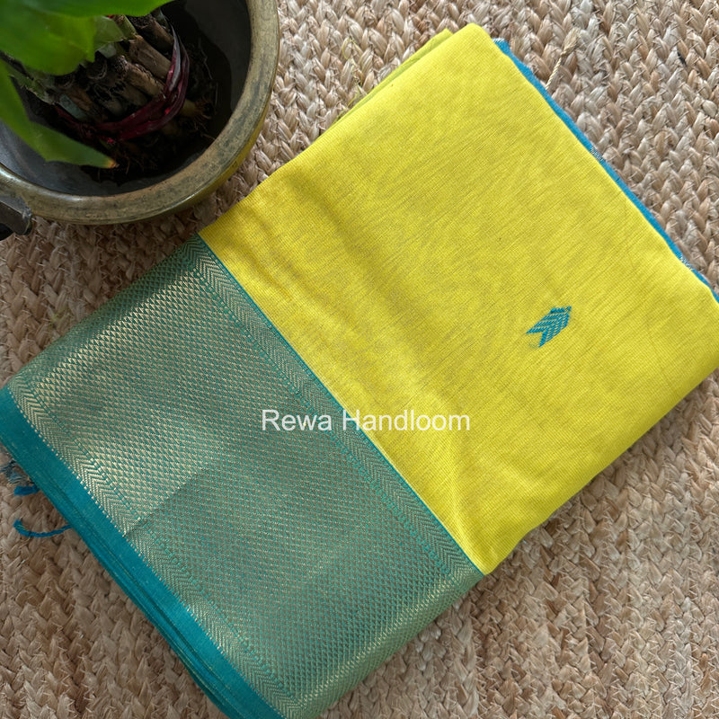 Maheshwari Lemon Yellow Tissue Silk Saree TVBS04