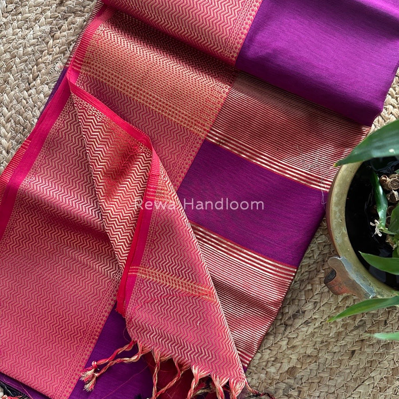 Maheshwari Magenta Zari Skirt Saree ZS036