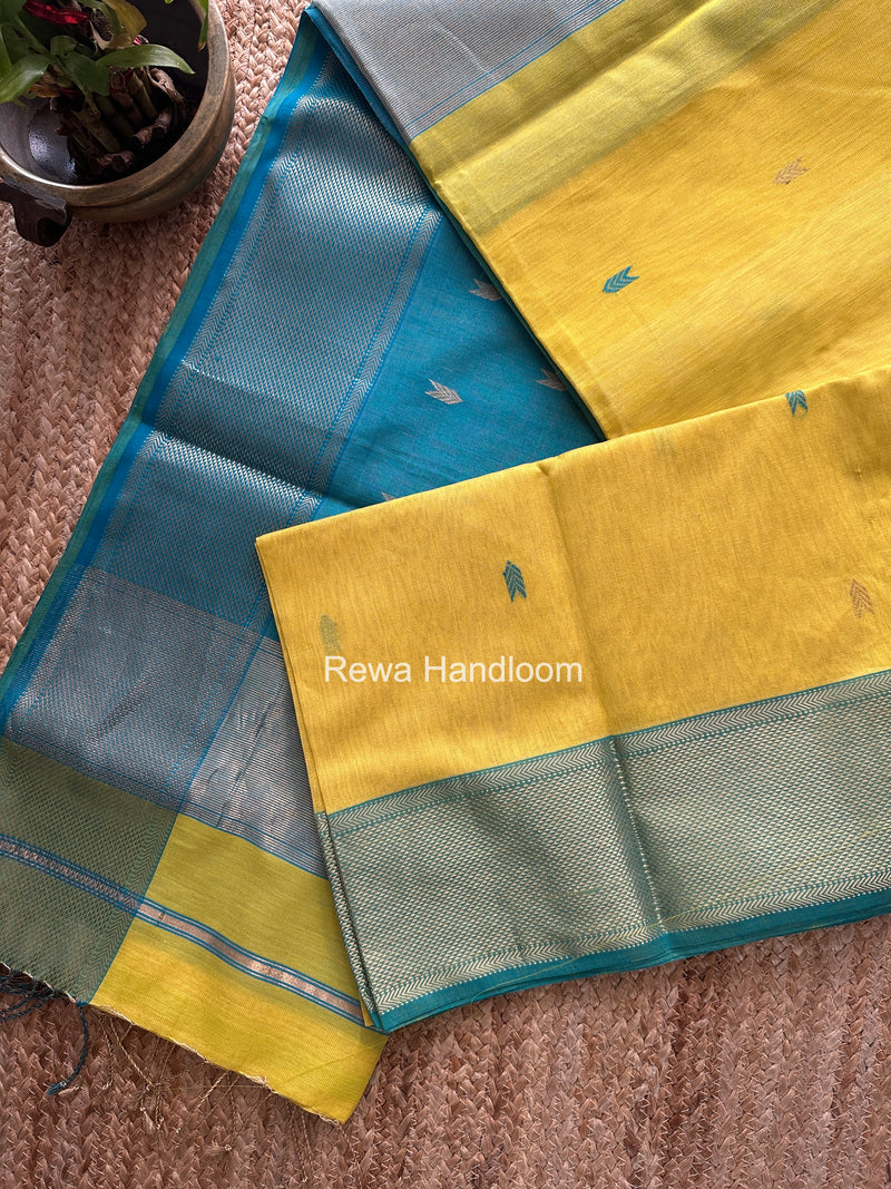 Maheshwari Lemon Yellow Tissue Silk Saree TVBS04
