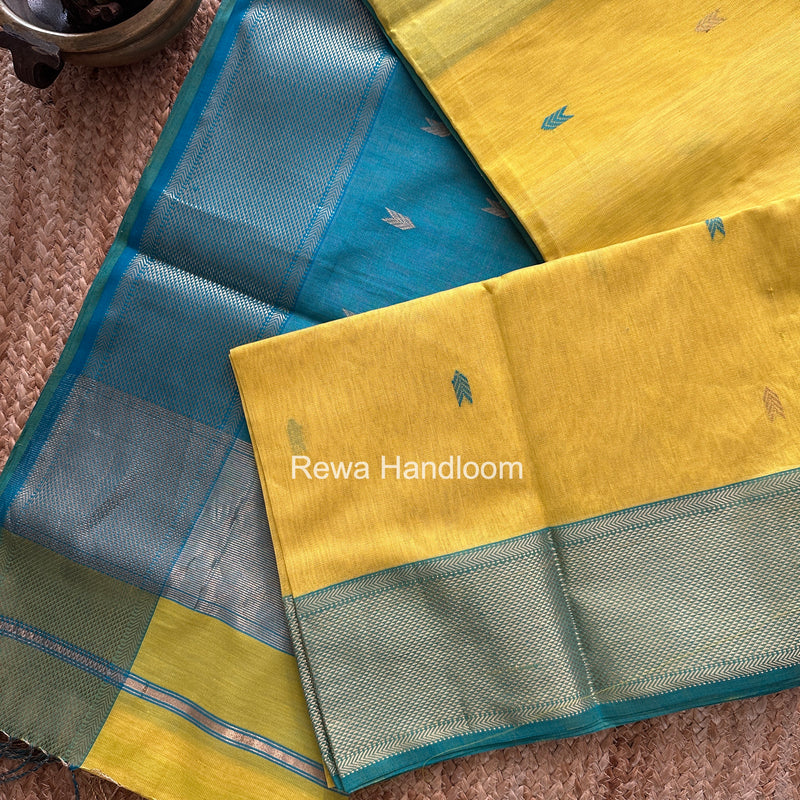 Maheshwari Lemon Yellow Tissue Silk Saree TVBS04