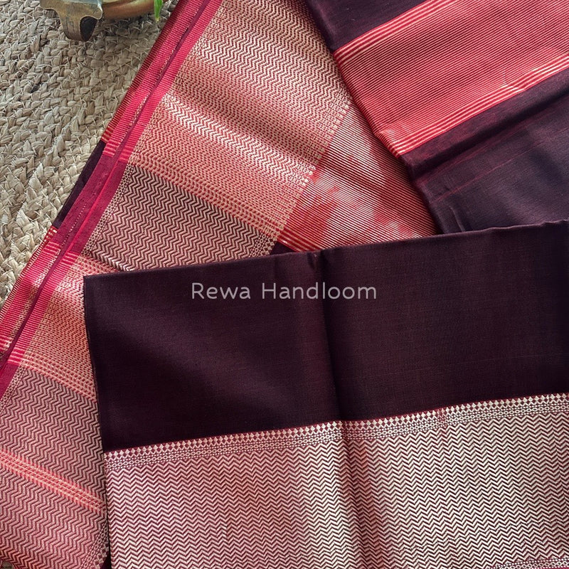 Maheshwari Chocolate Brown Zari Skirt Saree ZS041