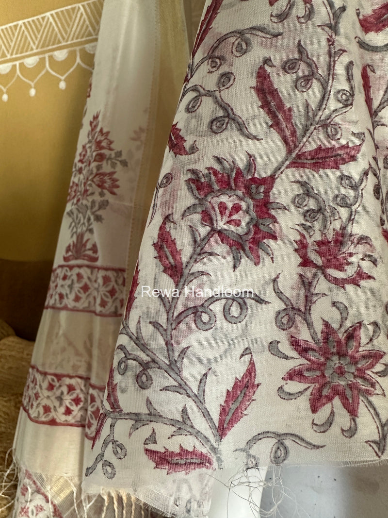 Handblock Print Top-Dupatta