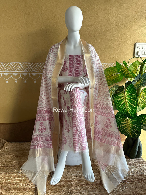 Maheshwari Handblock Print Top-Dupatta