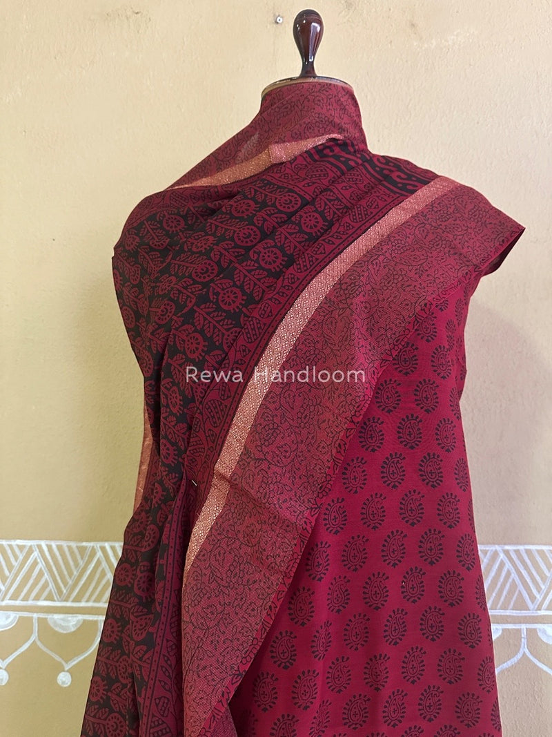 Maheshwari Red Bagh Print Suit BSP0131