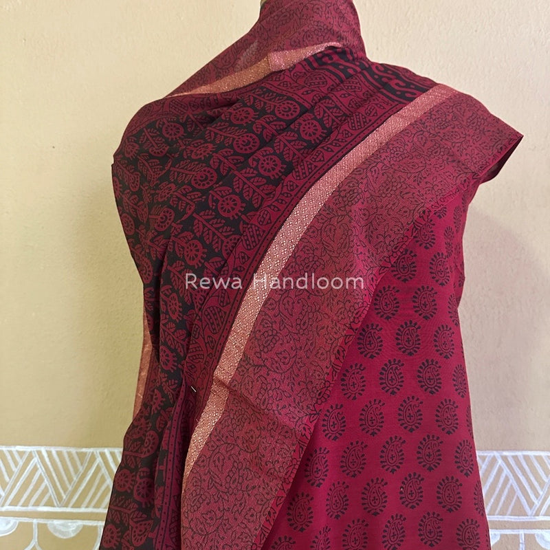 Maheshwari Red Bagh Print Suit BSP0131