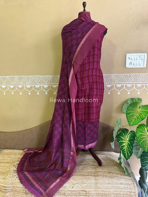 Maheshwari Red Bagh Print Suit BSP0152