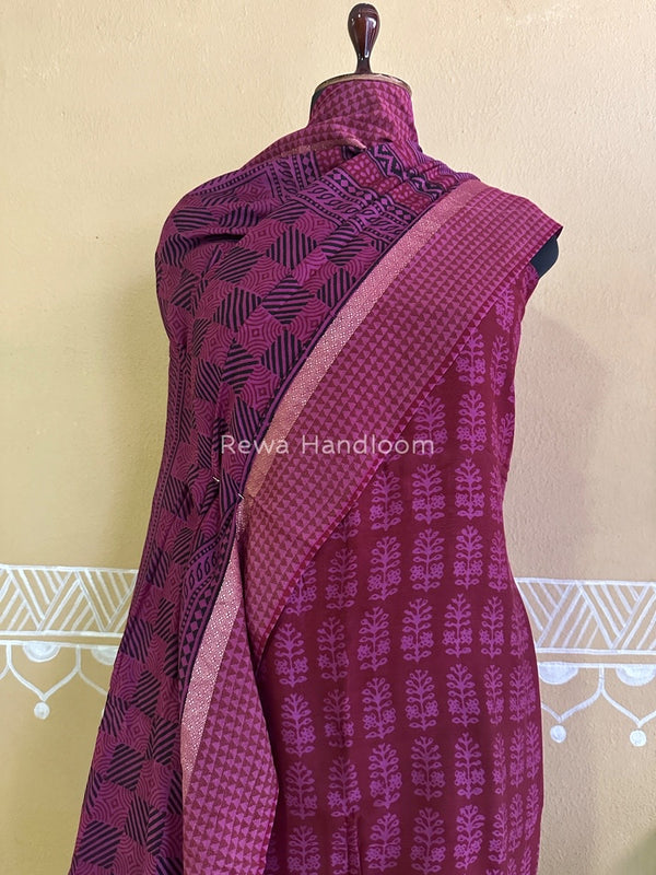 Maheshwari Red Bagh Print Suit BSP0152