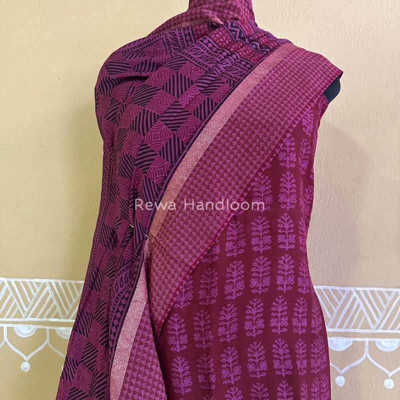 Maheshwari Red Bagh Print Suit BSP0152