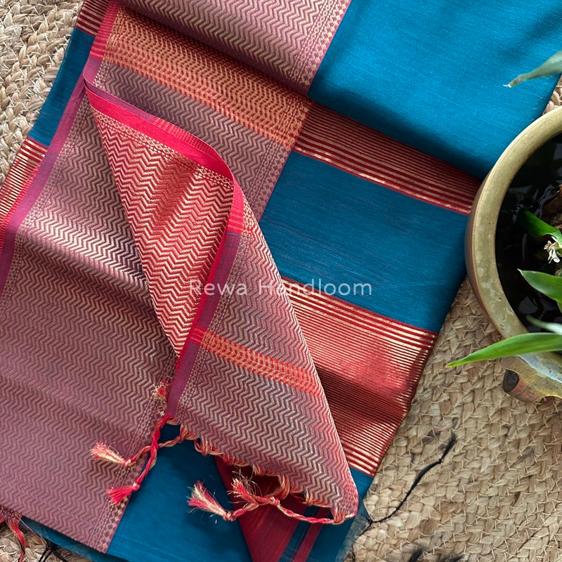 Maheshwari Rama Green Zari Skirt Saree ZS055