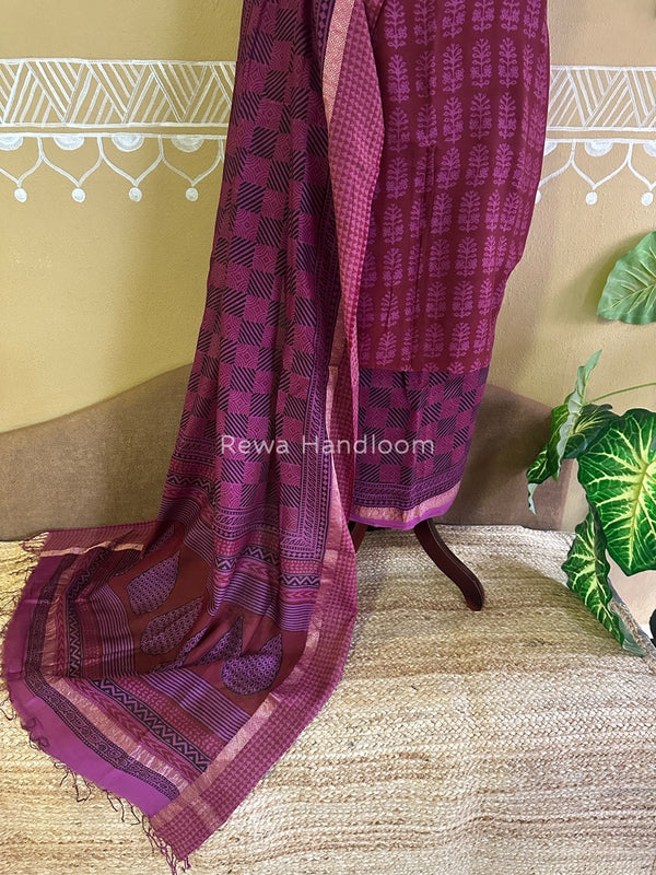 Maheshwari Red Bagh Print Suit BSP0152