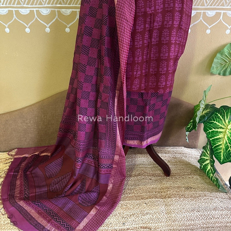 Maheshwari Red Bagh Print Suit BSP0152
