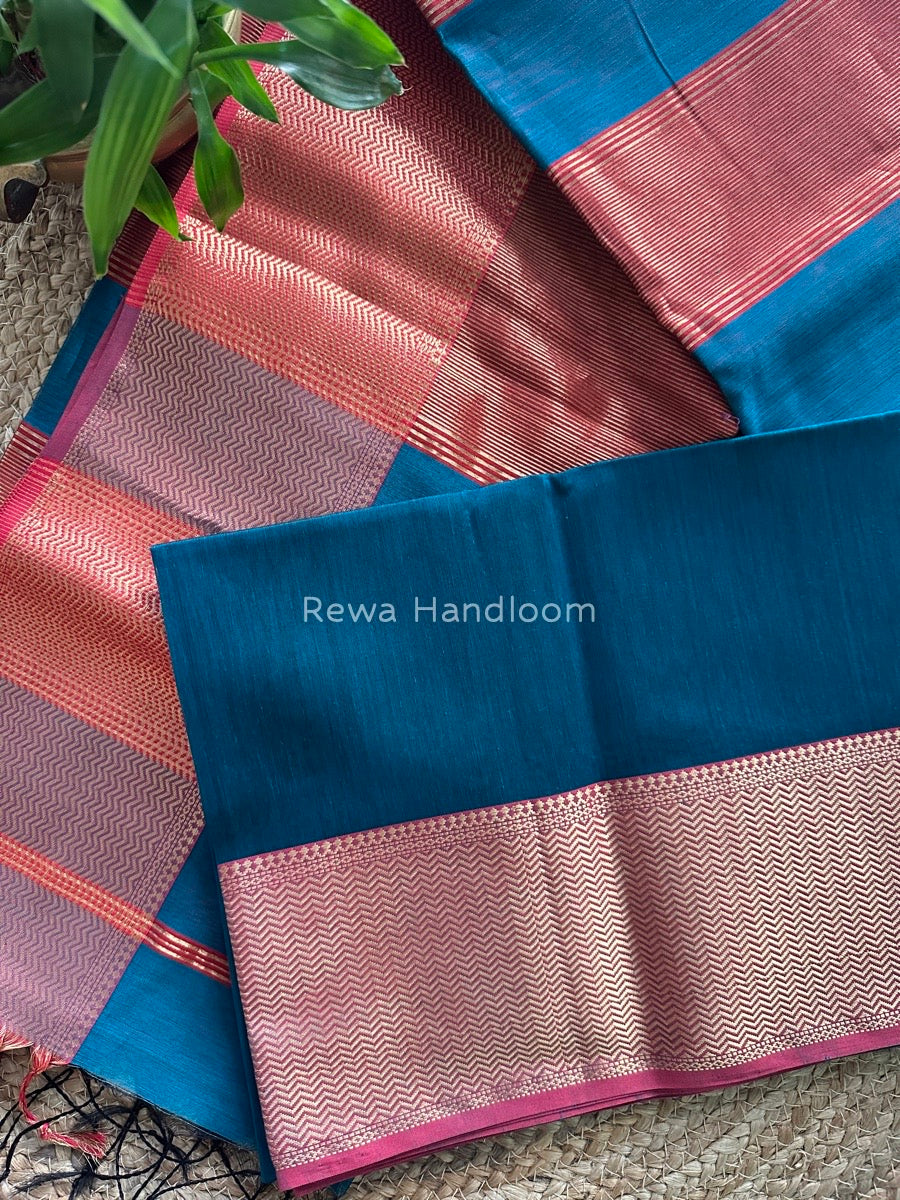 Maheshwari Rama Green Zari Skirt Saree ZS055