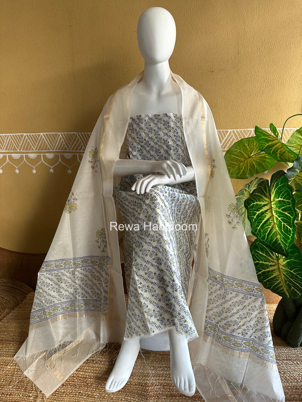 Maheshwari Handblock Print Top-Dupatta