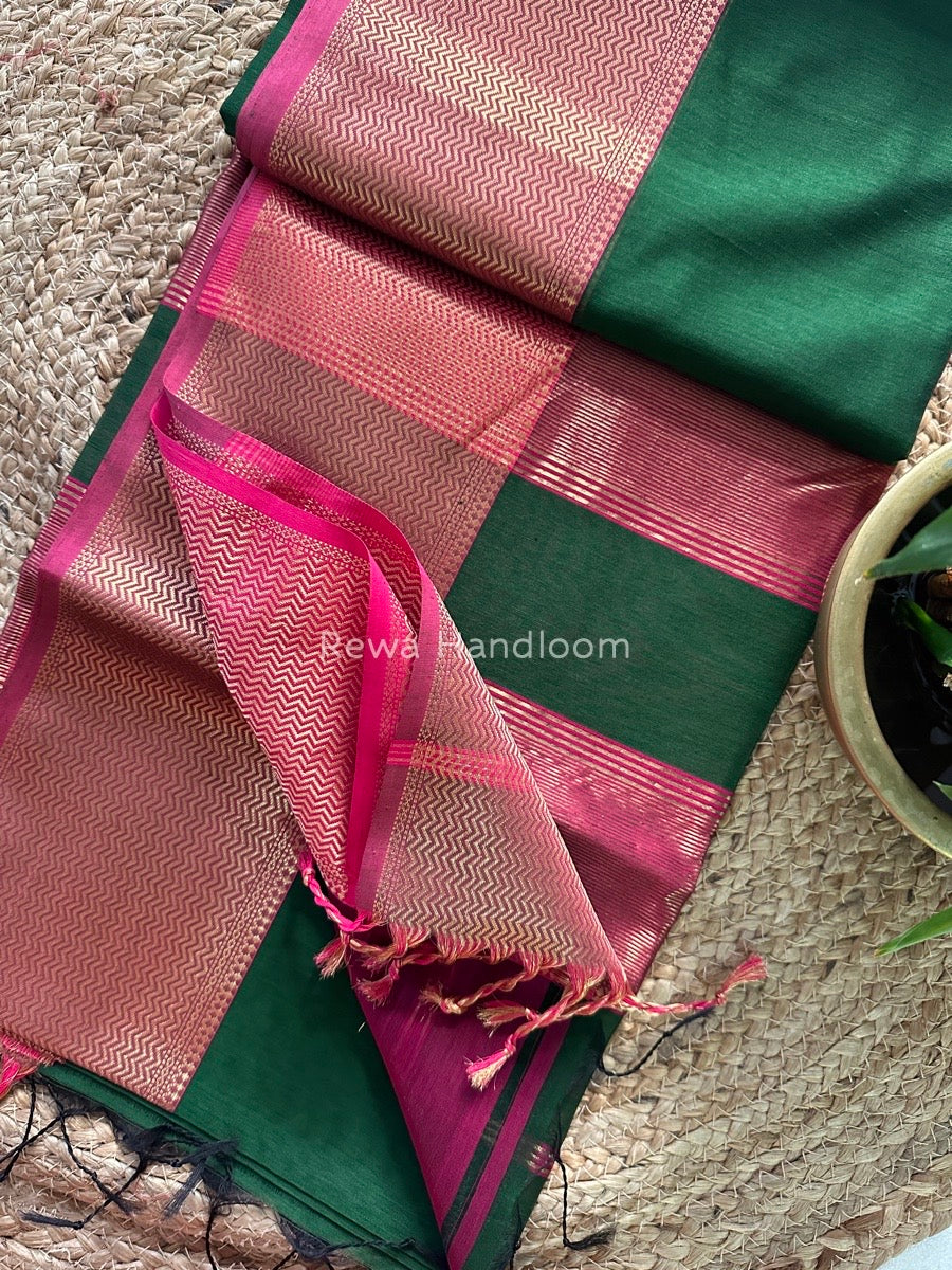 Maheshwari Green Zari Skirt Saree ZS049