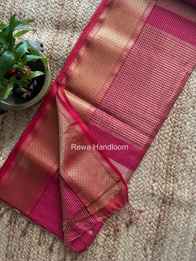 Exclusive Maheshwari Rani Pink Tissue Silk Saree ZTS0183